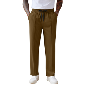 2026 Men's Navy Blue Casual Joggers Elastic Waist Drawstring Side Pockets Breathable Midweight Polyester Pants Autumn Style - Product Image 3