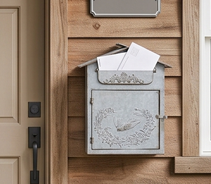 Boîte aux lettres vintage en acier galvanisé avec motif d'oiseau, montage mural, finition thermolaquée, idéale pour un jardin élégant - Product Image 2
