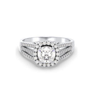 Anillo de compromiso solitario REYES con moissanita de corte cojín de 1.71 quilates, nuevo diseño, regalo de boda para mujer, oro blanco macizo de 14K - Product Image 1