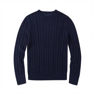 Pull en coton mélangé pour homme avec col roulé, logo brodé, motif torsadé, anti-rétrécissement, idéal pour l'automne - Product Image 2