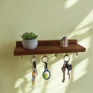 Porte-clés en bois écologique, décoration d'intérieur durable avec style artisanal, organisateur mural pour courrier et clés - Product Image 6
