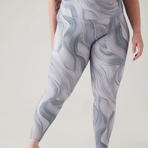 Elastic Waist High Waist Full Length Yoga <b>Leggings</b> Spandex/Nylon Quick Dry Butt Lift Side <b>Mesh</b> Embroidery Pants - Product Image 3