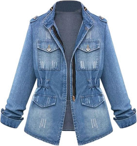 Chaqueta vaquera negra clásica para mujer, corte ajustado, abrigo de mezclilla, manga larga, con botones, ropa exterior de moda, informal, básica, top vaquero para dama - Product Image 1