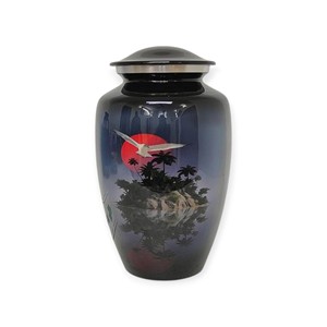 Modern Blue Speckled Cremation Urn with Glossy Finish Modern <b>Memorial</b> Urn for Ashes & Remembrance - Product Image 3