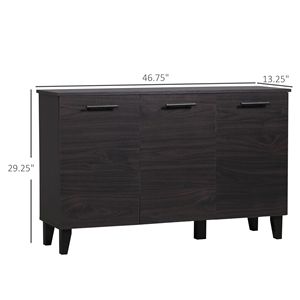 Credenza con Ripiani Regolabili in Noce Scuro per Sala da Pranzo, Stile Rustico, Soggiorno, Bar, in Legno e Vetro - Product Image 3
