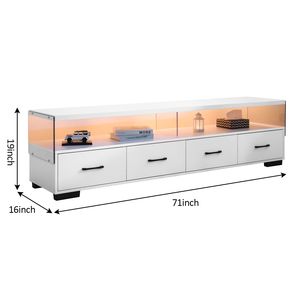 White 4-Drawer <b>TV</b> Stand for <b>TVs</b> up to 80\" <b>Flat</b> Screen Cabinet Door Living Room Storage Entertainment Center - Product Image 2