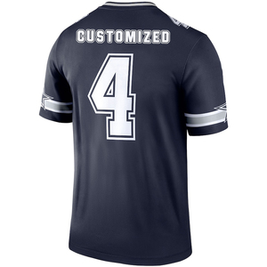 Camiseta de Fútbol Americano Unisex Azul Marino, Cuello en V, Manga Corta, Absorbe la Humedad, Impresión por Sublimación, Número 4, Equipo 00, Ajustada, 100% - Product Image 2