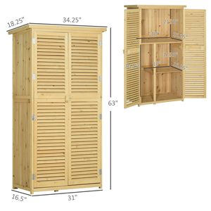 Caseta de Jardín de Madera de 3x5 pies Fácil de Montar, Almacenamiento Exterior con Puertas con Cerradura, Techo de Asfalto, Estructura de PVC, Estilo Natural - Product Image 3