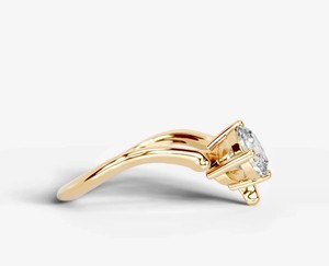 Anillo de Moissanita de Corte Redondo, Plata de Ley 925, Chapado en Oro Amarillo, Anillo de Compromiso, Boda, Promesa, Elegante y Atemporal - Product Image 3