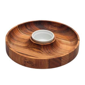 Bandeja Redonda de Madera de Diseño Primitivo para Decoración, Servir, Centro de Mesa, Regalo o Decoración de Bodas - Product Image 1