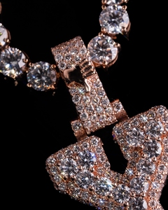 Colgante de Lujo IGI con Letra Inicial Personalizada, Moissanita VVS, Plata de Ley 925, Bañado en Oro Rosa, Estilo Hip Hop - Product Image 6