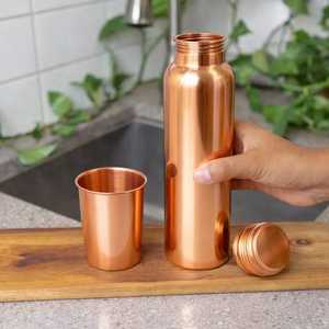 BURAQ HANDICRAT Copper Water <b>Bottle</b> 1L Design for Travel - Product Image 6