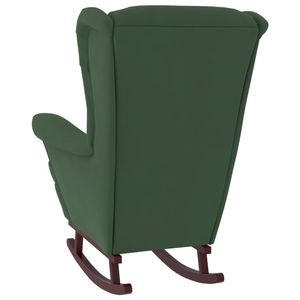 Fauteuil à bascule en bois de caoutchouc massif de taille moyenne avec revêtement en velours vert foncé pour salon - Product Image 5