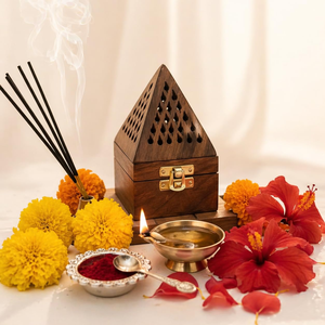 Caja de madera para incienso en forma de pirámide con orificios de ventilación, soporte para varillas de incienso, quemador de madera para templo, sala de oración, decoración del hogar - Product Image 2