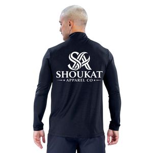 Mens Black Quarter <b>Zip</b> Long Sleeve <b>Shirt</b> High Neck Slim Fit Sportswear Casual Top Custom Logo Shoukat Apparel Manufacturer - Product Image 5