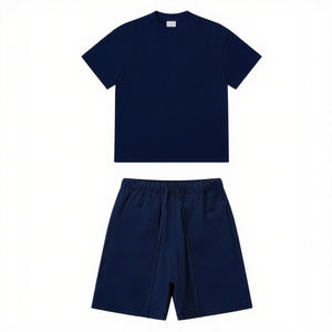 Ensemble T-shirt à col haut et short pour homme avec logo personnalisé 2025, blanc, tenue d'été en deux pièces - Product Image 1