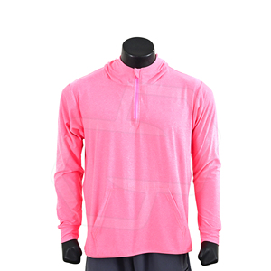 <b>Men's</b> <b>Pink</b> Quarter Zip Long Sleeve <b>Sweatshirt</b> Regular Fit Sporty Knitted Quick Dry Spring Wear Premium Quality Made in Pakistan - Product Image 1