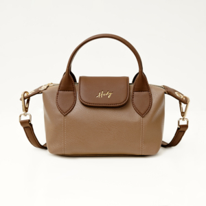กระเป๋าถือผู้หญิง ZALINE BAG หนังสังเคราะห์ลายนูน สีน้ำตาล พร้อมตัวล็อค สำหรับเดินทางและใช้ในชีวิตประจำวัน - Product Image 2
