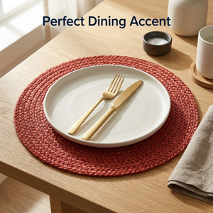 Circular Jute <b>Table</b> <b>Mat</b> Minimalist Natural Color Fringe Edge | Handmade Eco-Friendly Round Dining Placemat for Home Hotel Use - Product Image 3