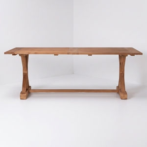 Table rectangulaire en bois avec base à tréteaux croisés, fournisseur de meubles, plateau de table, prêt à l'exportation, commandes personnalisées pour projets d'acheteurs, commerce - Product Image 2