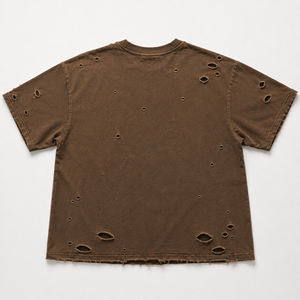 T-shirt Homme Grande Taille en Coton Biologique 100% Lavé aux Enzymes, Effet Vieilli et Délavé au Soleil, Col Montant, Coupe Courte et Ample, Impression DTG Personnalisée - Product Image 3