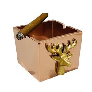 Factory Direct Wholesale Luxury Golden Metal Deer Stag Head Cigar <b>Ashtray</b> Unique Decorative Home Office Bar Smoking Accessory - Product Image 2