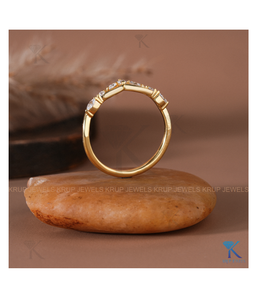 Anillo de Oro de 14K y 18K con Tiara de Diamantes Marquise y Redondos, Banda Chevron, para Mujer, para Aniversario de Bodas o Joyería de Cóctel, Joyería Fina - Product Image 5