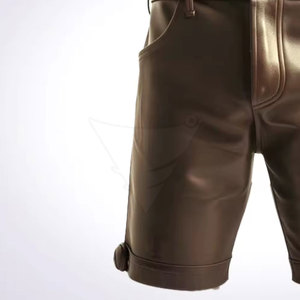 Shorts en cuir pour hommes de haute qualité, taille élastique, taille mi-haute, décontractés, unis, respirants, écologiques, vente en gros à prix abordable - Product Image 5