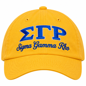 Gorra de Béisbol Amarillo Dorado con Bordado de Letras Griegas en Azul Rey, Visera Curva, Unisex, Deportiva, Casual, para Exteriores - Product Image 3