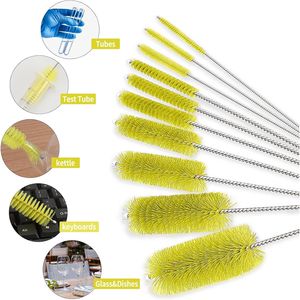 Set di spazzole per la pulizia delle bottiglie con tubo in nylon da 8 pollici, con gancio per bottiglie e tazze a collo stretto, set da 10 pezzi - Product Image 2