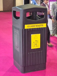 Modern Luxury <b>Square</b> Fiberglass Standing Outdoor Waste Disposal <b>Bin</b> with Decorative Design Black Matt Finish for Hotels Gardens - Product Image 4
