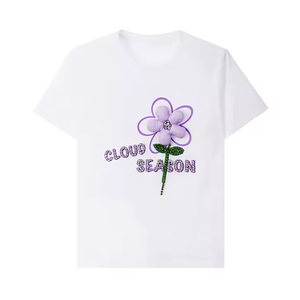 T-shirt classique ample personnalisé pour femme, à manches courtes, avec strass thermocollés et cristaux scintillants, en coton, pour un style décontracté - Product Image 5