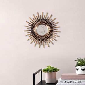 Vintage Sunburst <b>Round</b> Handmade 4mm Thick Decorative Metal <b>Wall</b> <b>Mirror</b> for Living Room Bedroom Entryway - Product Image 4