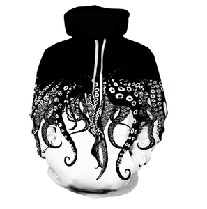 Sudadera con Capucha con Estampado de Pulpo 3D para Hombre, Corte Holgado, Secado Rápido, Poliéster, Estilo Casual Urbano, Venta al Por Mayor, Estampado de Personajes Animales, OEM - Product Image 3