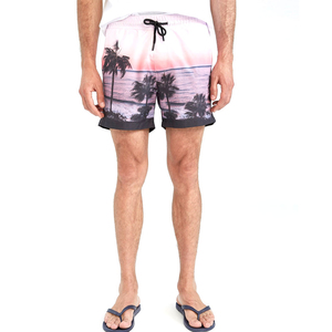 Shorts de bain pour hommes à imprimé paysage tropical, séchage rapide, taille élastique, pour l'été et les vacances, OEM - Product Image 4