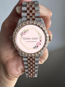 Montre en Moissanite Entièrement Givrée, Design Moderne Bicolore, Mouvement Mécanique, Bracelet de 20 mm, en Acier Inoxydable, Analogique pour Homme, Style Hip Hop - Product Image 1