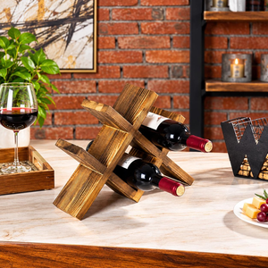 Handcrafted Wooden 8 Bottle Wine Rack Stand Rustic Wood Wine Bottle Holder for Home <b>Bar</b> Kitchen Dining Room Restaurant <b>Table</b> - Product Image 6