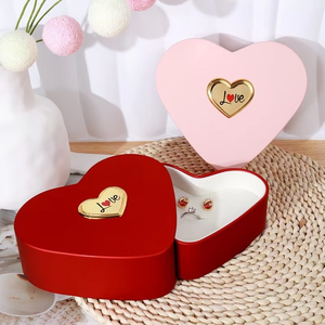 Romantic Love Pendant Ring Necklace <b>Packing</b> <b>Box</b> Double Heart Shaped Jewelry Gift <b>Box</b> - Product Image 1