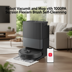 Robot aspirateur et serpillière avec aspiration de 10000 Pa, brosse flexible, auto-nettoyant, nettoyage humide et sec, filtre HEPA, batterie Li-Ion - Product Image 3