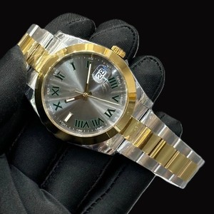 Reloj Personalizado de Dos Tonos con Caja Redonda, Esfera Gris y Números Romanos, la Mejor Colección de Lujo Personalizada para Fiestas Unisex - Product Image 2