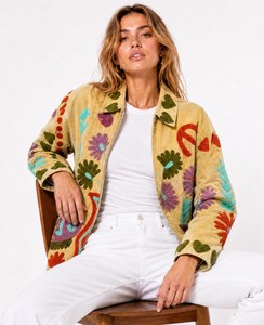 New Favourite Cotton <b>Velvet</b> Suzani Jacket Handmade Embroidered Boho Kimono <b>Coat</b> For <b>Women</b> Folk Art Spring Jacket Gift for Her - Product Image 3