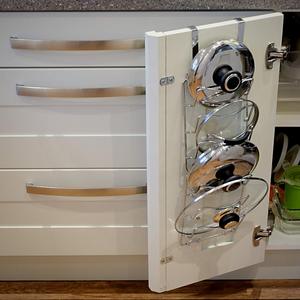 Étagère murale moderne à 6 niveaux pour couvercles de casseroles, en fer, pour rangement de cuisine, réglable, étanche, option de perçage, montage facile - Product Image 6