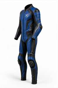 Custom Measurement One-Piece Leather Motorcycle <b>Suit</b> | Winter Printed | Blue Black <b>Red</b> | OEM ODM Manufacturer | Premium Design - Product Image 3
