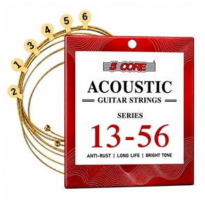 5 Core Acoustic Guitar 6 String Set Medium Gauge Steel Carbon Core Bright Powerful Tone Heavy Duty Premium Quality Model GS AC - Product Image 1
