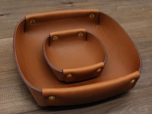 Plateau de service en cuir véritable fait main, grande boîte de rangement pour table basse, plateau de bureau en cuir véritable GLTY-0099 - Product Image 2