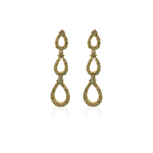 Round Cut Natural <b>Diamond</b> Teardrop <b>Dangle</b> Ladies <b>Earrings</b> 1.60 Cttw 925 Sterling Silver Yellow Plated Prong Set Trendy Wholesale - Product Image 1