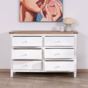 Cómoda de 6 cajones Vandana Royal Style en acacia blanca Equinoxe con tapa natural - Product Image 2