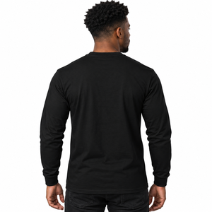 Phi Beta Sigma <b>Black</b> <b>Long</b> <b>Sleeve</b> Tee <b>Shirt</b> with White Blue Greek Letter Design O Neck Pullover Ribbed <b>Sleeve</b> Cuffs Unisex Greek - Product Image 2