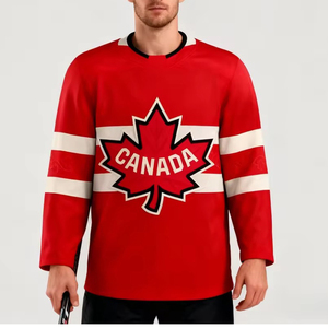 Maillot de hockey sur glace rouge pour homme, sublimation OEM & ODM, écologique, respirant, séchage rapide, manches longues, uniforme pour adultes, vente en gros - Product Image 5
