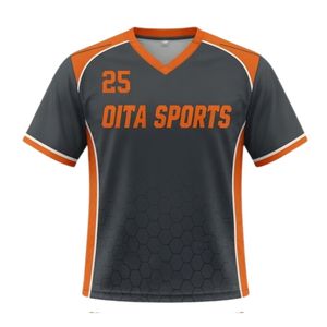 Maillot de lacrosse unisexe gris et orange en polyester, coupe athlétique légère, vêtements de sport d'équipe pour l'entraînement et les matchs - Product Image 1